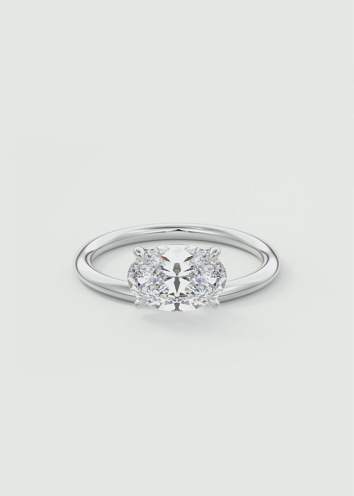 Cantilevered Oval Cut Solitaire Engagement Ring by Frank Darling