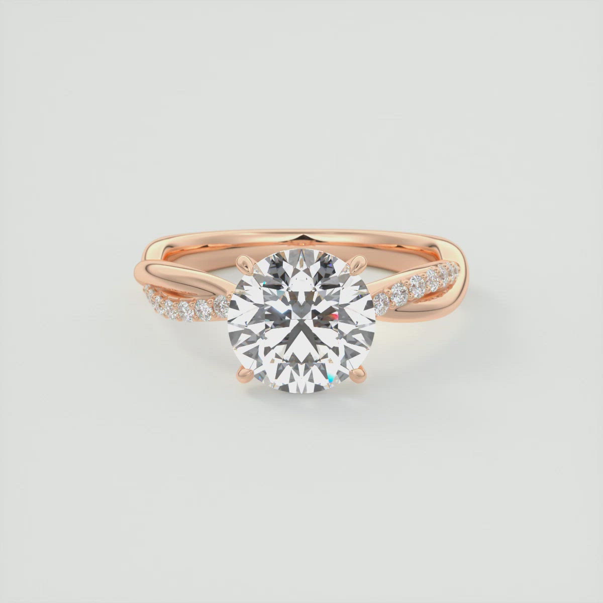 Solitaire Engagement Ring with Twisted Pavé Band and Signature
