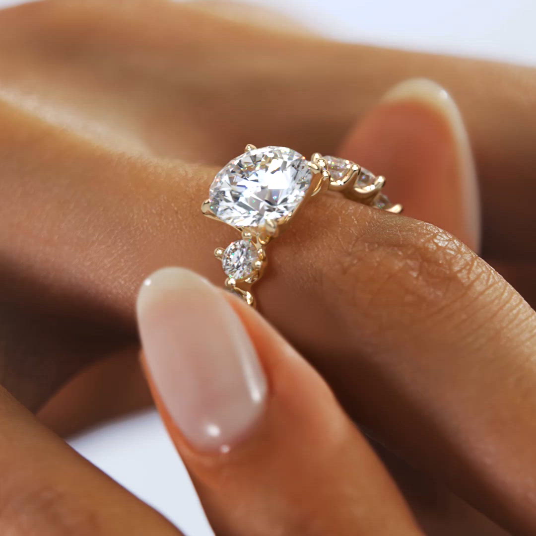 Round Diamond Engagement Ring with Mixed Shape Eternity Band by