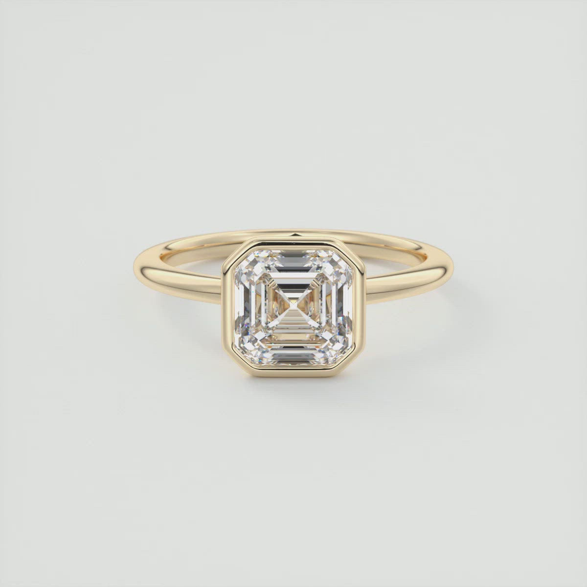 Flush Stacking Asscher Bezel Solitaire by Frank Darling
