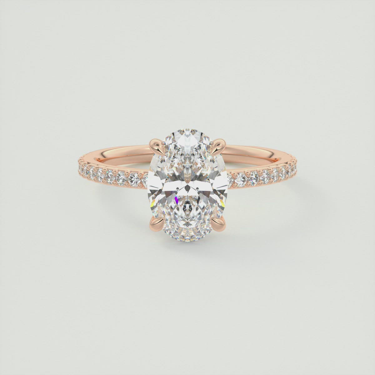 Low Profile Oval Pavé Solitaire by Frank Darling