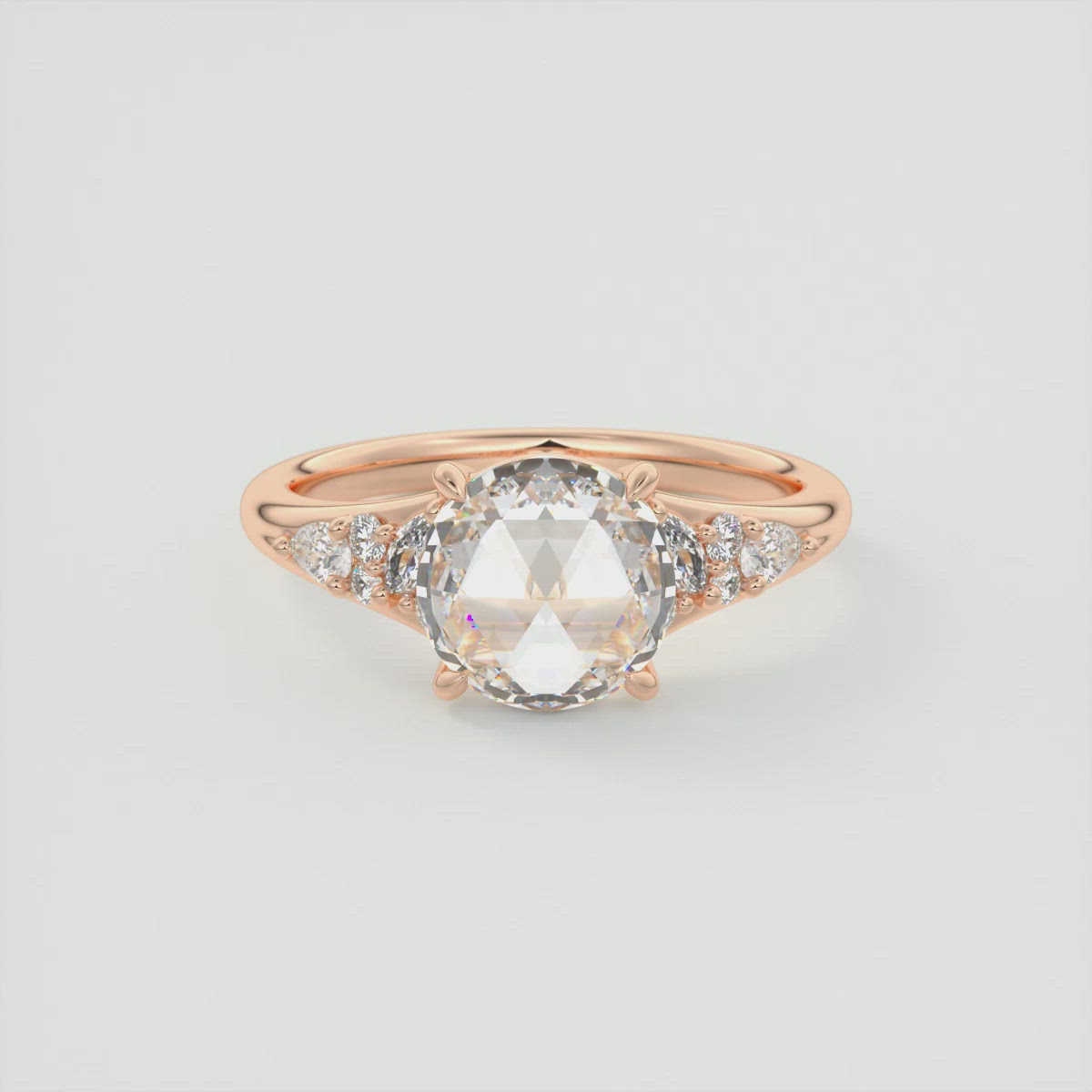 Floral-Inspired Rose Cut Engagement Ring with Sculptural Split