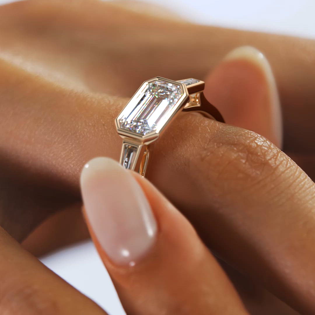 Three Stone Bezel Set Engagement Ring by Frank Darling