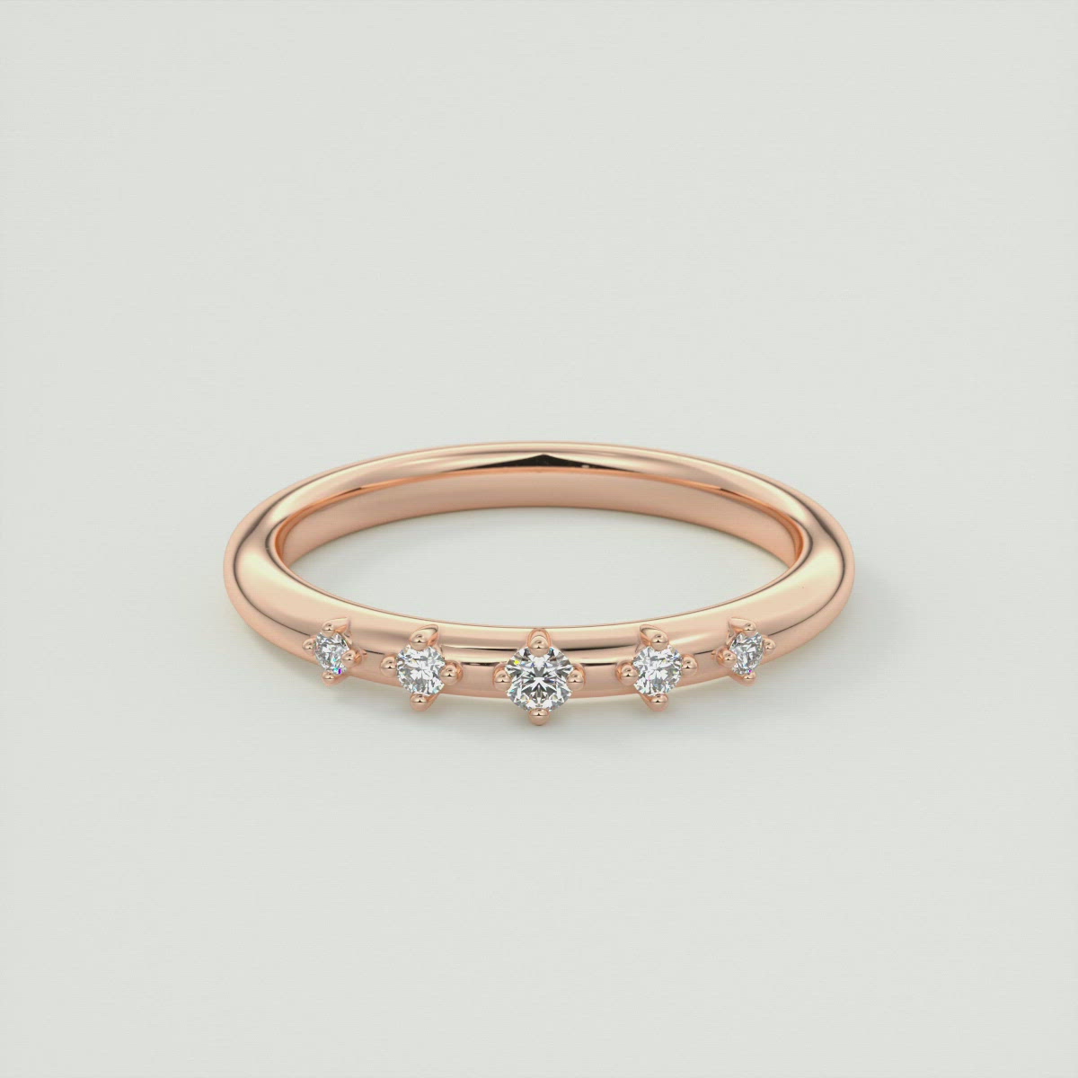 Round Wedding Band with Spaced Diamond Details by Frank Darling