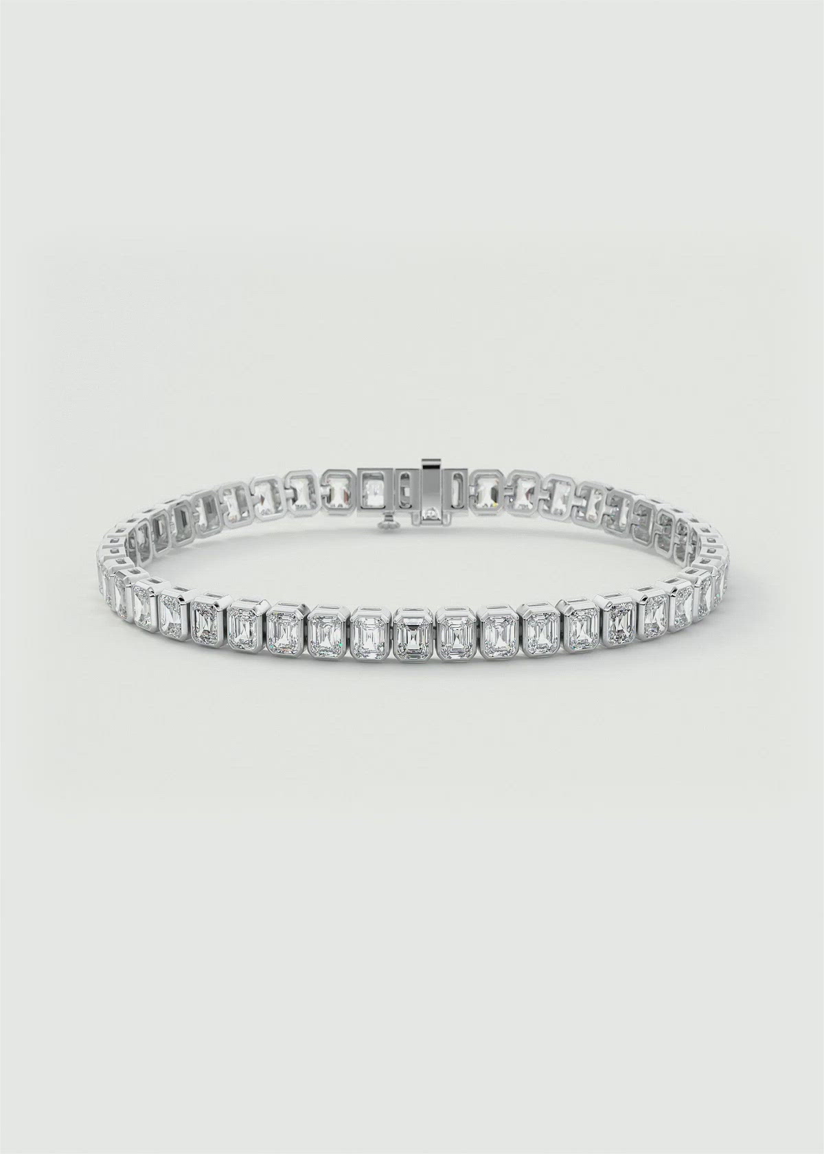 10ct Bezel Set Emerald Cut Lab Diamond Tennis Bracelet by Frank