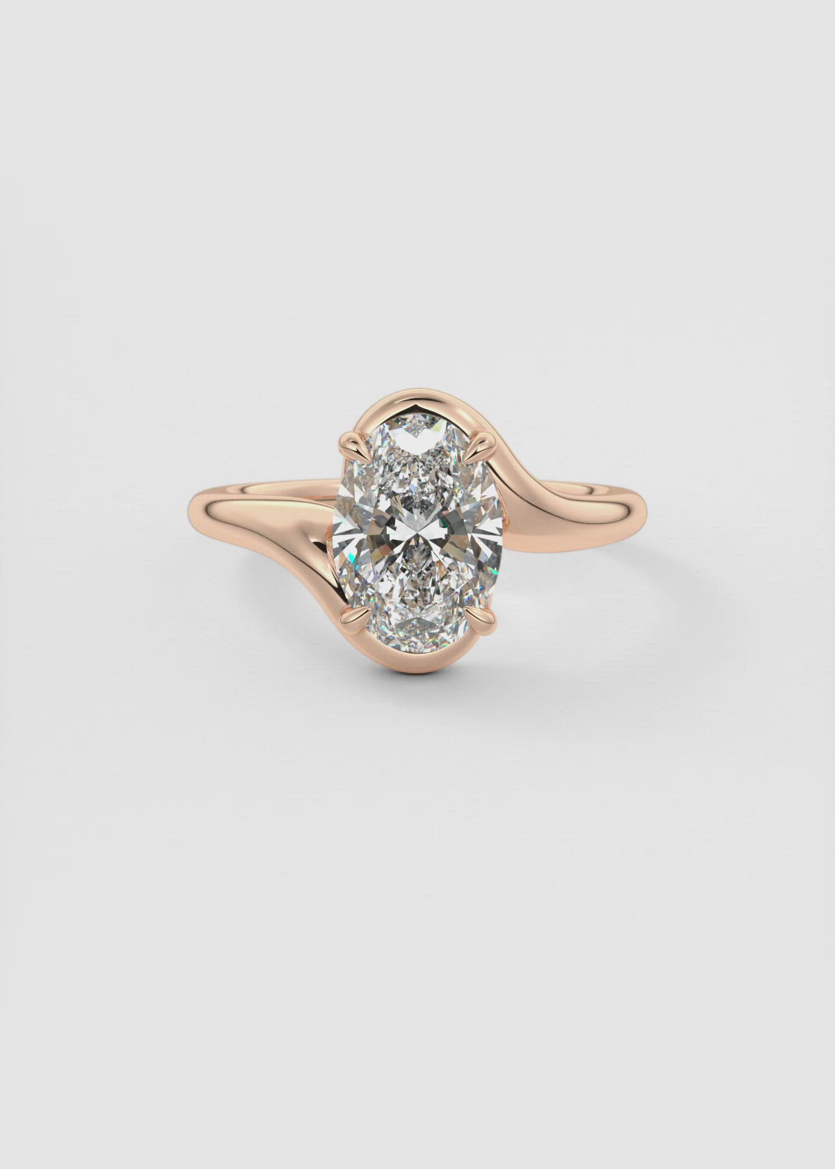 Floral Inspired Oval Bypass Engagement Ring by Frank Darling