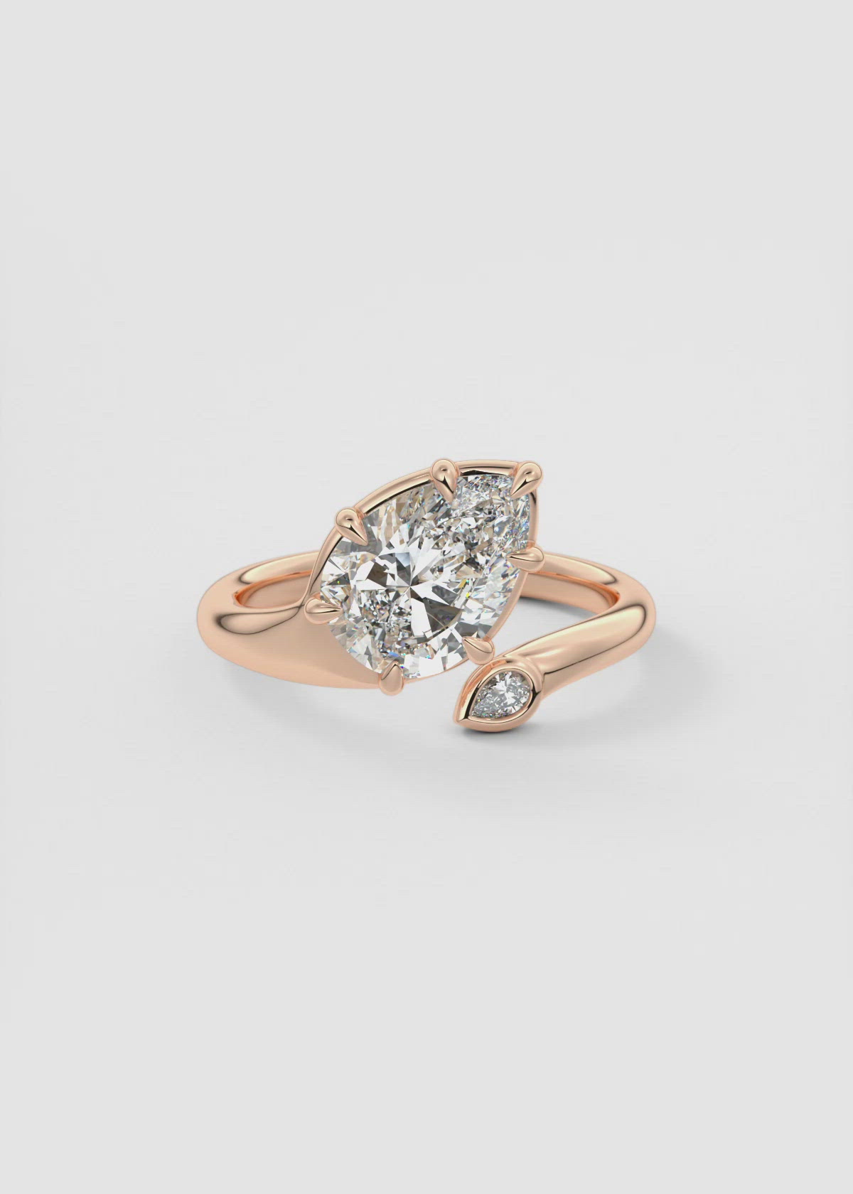 Nature-Inspired Pear Bypass Ring with Leaf Detail by Frank Darling